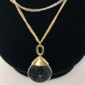 Crystal pendant goldtone necklace